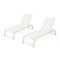 thumbnail image 1 of Mesa Outdoor White Mesh Chaise Lounge with Aluminum Frame, Set of 2, White, 1 of 6
