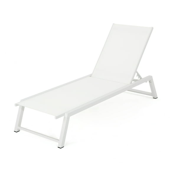 Mesa Outdoor White Mesh Chaise Lounge with Aluminum Frame, White