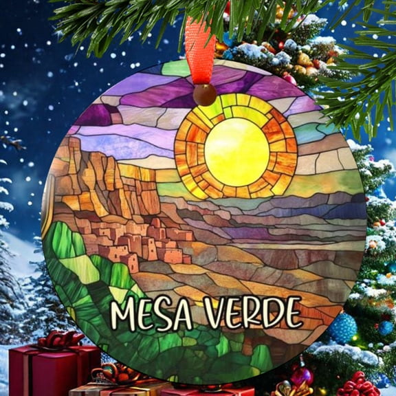 Mesa Verde Christmas Ornament, Ceramic, Acrylic - Pacific Islands Travel Souvenir, Tree Hanging, Trip Keepsake 2025, Gift for Lovers, Collectible, Holiday Tree Decoration