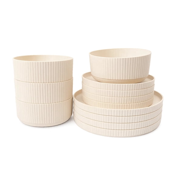 Mesa Wheat PCPP 12-Piece Dinnerware Set - Off White