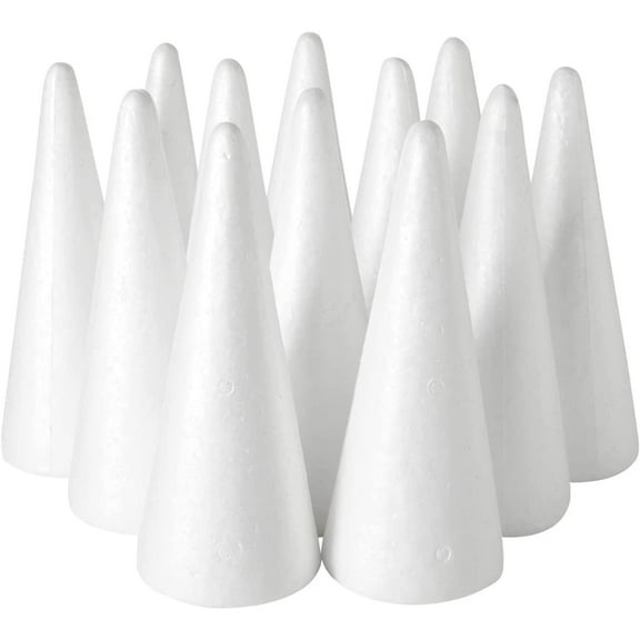MesaSe 12 Pack Foam Tree Cones for DIY Crafts, Bulk for DIY Christmas Gnomes, Holiday Decor Conical foam ultra-light clay filler cone-shaped poly dragon diy handmade material