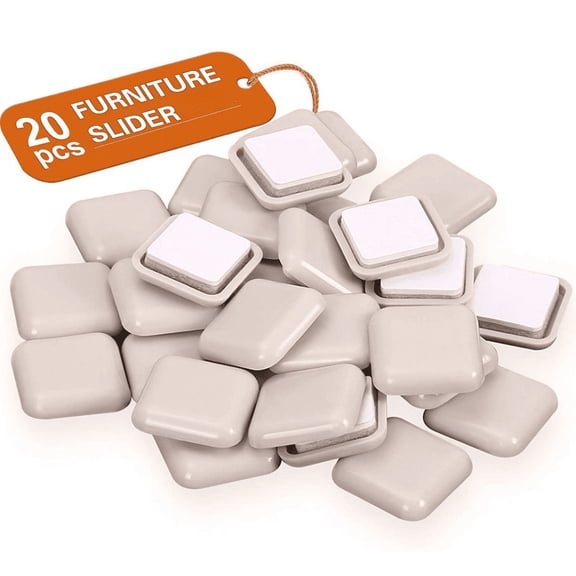 MesaSe 20 PCS Self-Stick, Square Heavy Furniture Sliders for Carpeted Surfaces, 2" Square Beige SuperSliders for Furniture-Adhesive Carpet Sliders