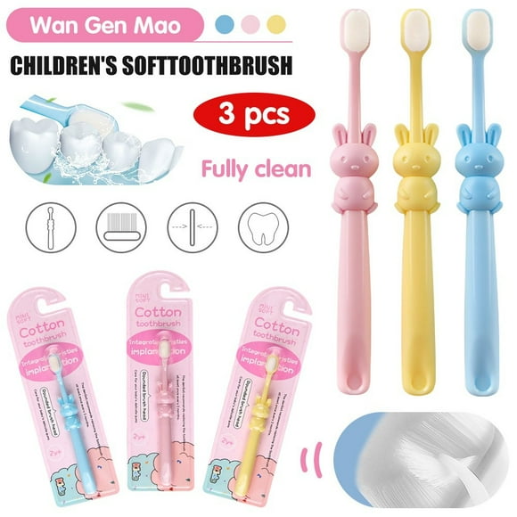 MesaSe 3 Pack Baby Extra Soft Toothbrush; Micro Nano Silk Toothbrushes 20,000 Bristles; Ultra Soft Bristle for Sensitive Gums, Recession, & Perio; Small Head for Kids,Children