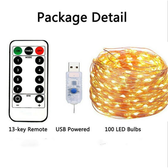 MesaSe 33 feet 100 Led Fairy Lights,USB with Remote Control Timer Waterproof Copper Wire Twinkle String Lights for Bedroom Indoor Outdoor Wedding Dorm Decor