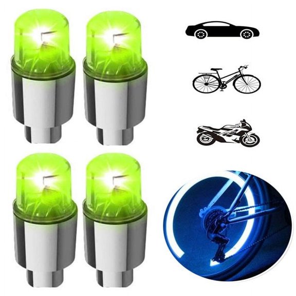 MesaSe 4Pcs Car Tire Valve Lights, Bike LED Wheel Light, Waterproof LED Valve Cap Lamp for Car Bike Motorcycle