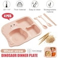 thumbnail image 1 of MesaSe 4Pcs/Set Wheat Stalk Kids Dinnerware Set - Children Dishes - Food Plate Spoon Fork Set Dishware, Cartoon Tableware, Dishwasher Safe Kids Healthy Mealtime, BPA Free (Dinosaur), 1 of 5