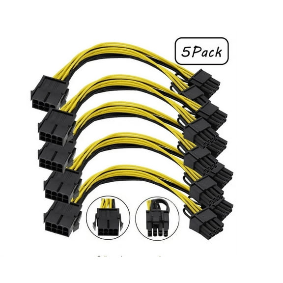 MesaSe 5 Pack PCIe 8 Pin Female to Dual 8 Pin (6+2) Male PCI Express Adapter Power Cable PCIE Y - Splitter Extension Cable 7.87 Inches
