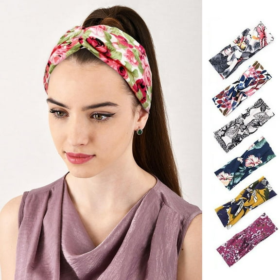 MesaSe 5 Pack Women Headband Boho Floal Style Criss Cross Head Wrap Hair Band Set,Fashion Hair Accessories for Women for Yoga Workout Running