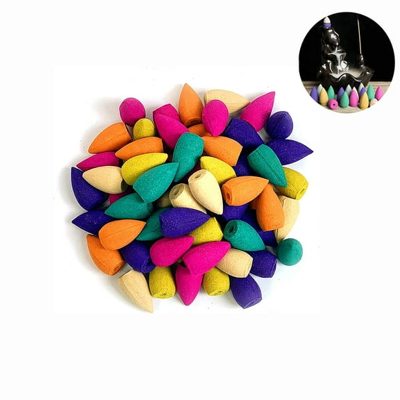 MesaSe 50 Pieces Backflow Incense Cones Mixed Natural Scents Rose Jasmine Lily Mint Lavender and More Kinds of Mixed Natural Backflow Incense Cones