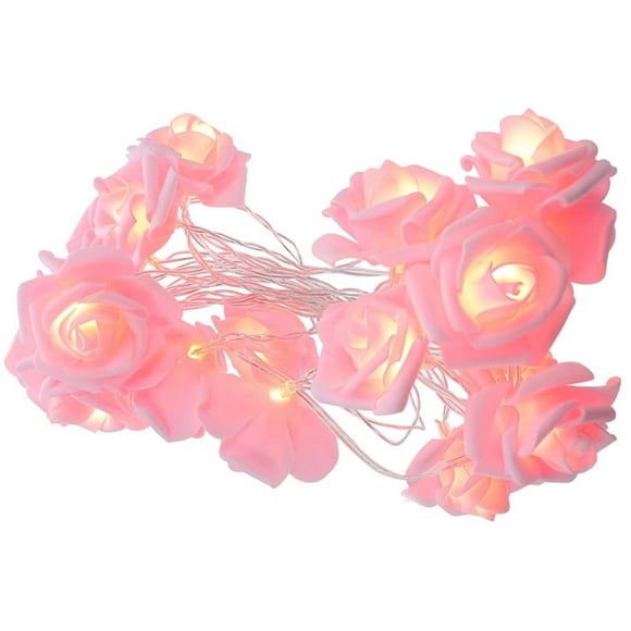 MesaSe 5Ft Pink LED Rose Flower String Lights，10 LED Flower Fairy String Lights Battery Operated Artificial Flowers Garland Lights for Valentine's Day Wedding Party Decor