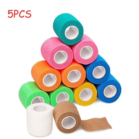 MesaSe 6Pcs 2 inch by 5 yards Self Adhering Non Woven Cohesive Bandage Rolls Multi Colored Neon Athletic Tape for Wrist Medical Tape Waterproof