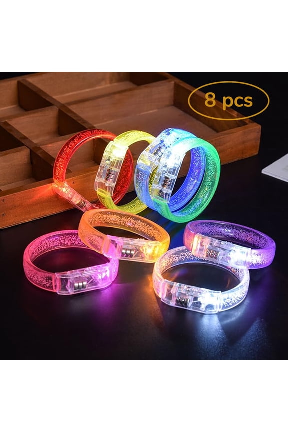 8Pcs Colorful Glow LED Bracelets for KidsParty Event Organizing Supplies8 Color Options