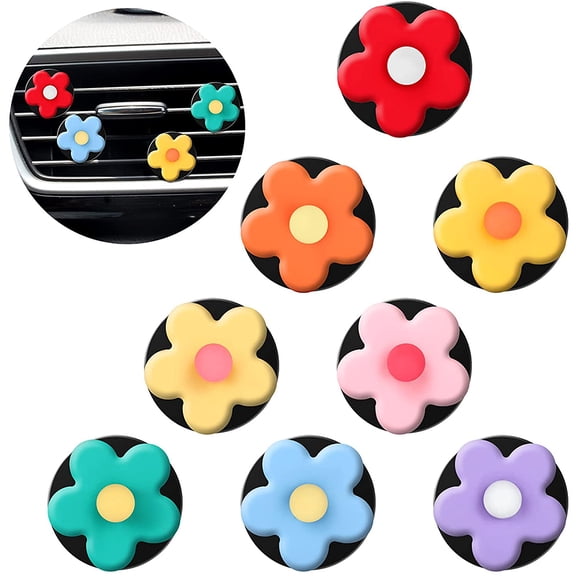 MesaSe 8Pcs Flower Air Vent Clip - Car Air Vent Clips, Cute Car Flowers Interior Decoration,Car Charm Air Vent Accessories for Girls & Women (Flowers)