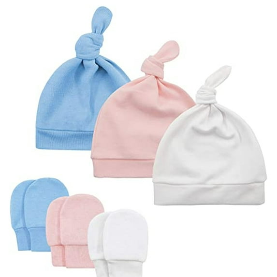 MesaSe Baby Hat and Mittens Set Newborn Kids Knot Baby Hat Winter Infant Caps