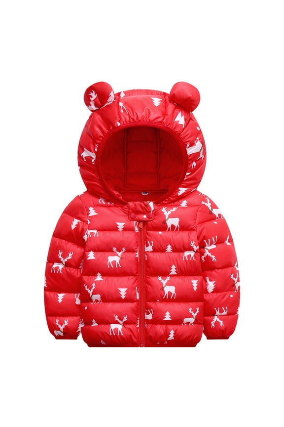 Baby Jacket Toddler Boys Girls Winter Coats with Bear Ear Hood Christmas Jacket Puffer Down Jacket Warm Outerwear