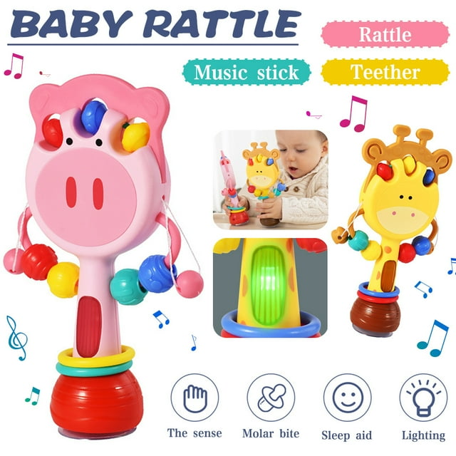 MesaSe Baby Rattles Set, Infant High Chair Toys W/ Suction Cup, Electronics Interactive Development Baby Tray Toy, Newborn Gifts for 6, 9, 12, 18, 24 Months, 1 2 Year Olds, Boys Girls Kids