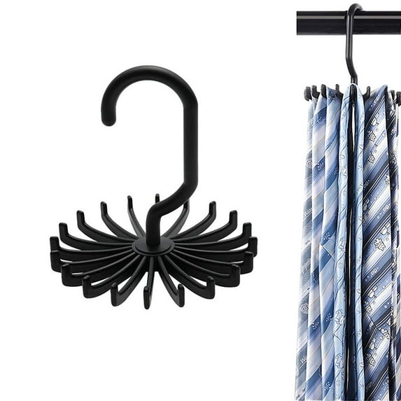 MesaSe Black 360 Degree Rotating Scarf Hanger Adjustable Twirl Tie Rack Tie Belt,Multipurpose Organizer,Hook Ties Scarf for Closet Storage