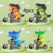 MesaSe Dinosaur Riding Motorcycle, Plastic Simulation Exquisite Interactive Educational Inertia Motorcycle Toys For Kids Over 3 Years 4Pcs