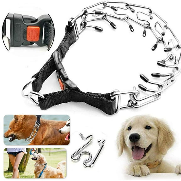 MesaSe Dog Prong Collar, Dog Pinch Training Collar with Quick Release Snap Buckle And Adjustable Length for Small Medium Large Dogs L (Weight: Around 70 lbs)