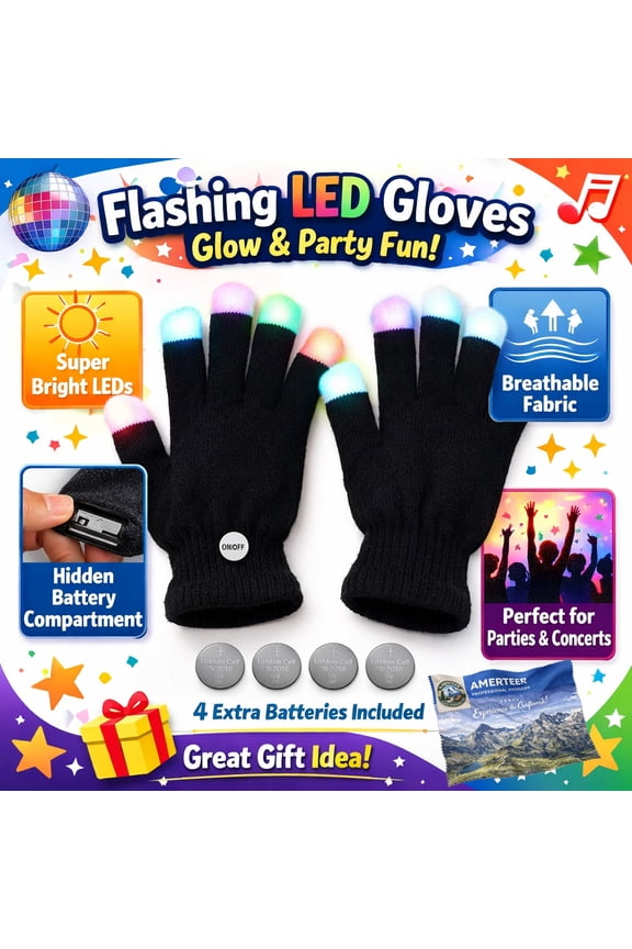 Flashing Gloves Glow LED Rave Light Finger Lighting Mitt,Luminous Gloves for Kids Having Fun Partying
