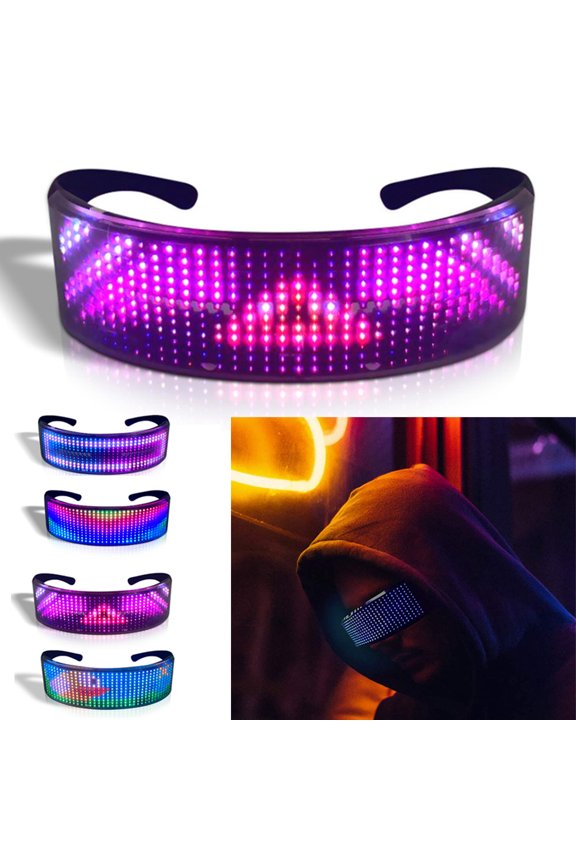Full Color Smart Shining Glasses, Programmable Bluetooth 4.0 RGB Glowing LED Shining Glasses, USB Rechargeable Future Style LED Light Up Glasses
