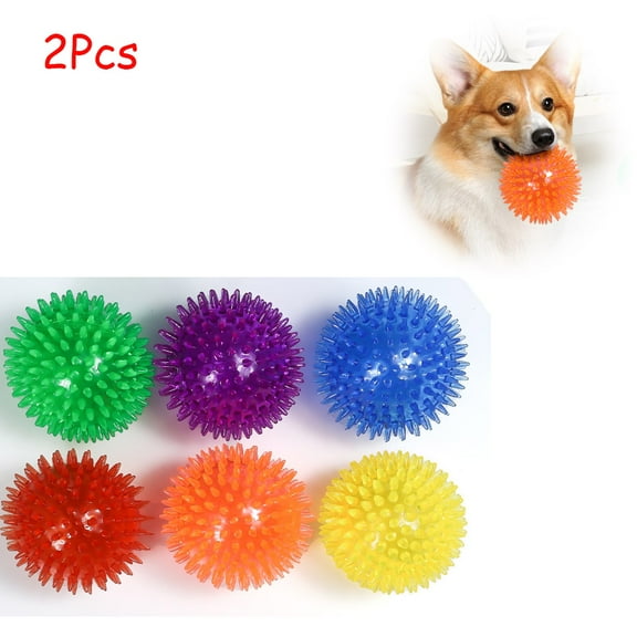 MesaSe Heavy Duty Squeaky Dog Balls for Medium Large Dogs, Dog Toys for Aggressive Chewers, Spike Ball Toys for Clean Teeth and Training(2 Pack)