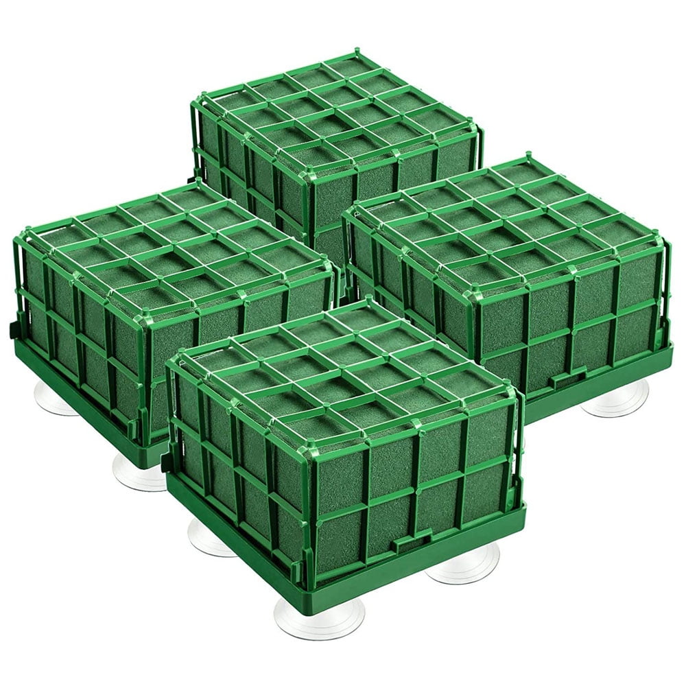 MesaSe Large Flower Cage Holders with Floral Foam for Fresh Flowers. Includes Instructional DVD Disc. (Pack of 4)