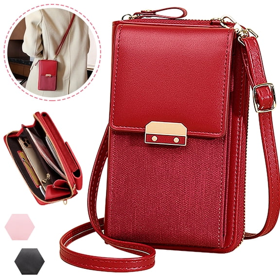 MesaSe Lightweight Crossbody Phone Bag for Women, Small Shoulder Bag Cell Phone Wallet Purses and Handbags with Credit Card Slots Fits for iPhone 11 Pro Max XR XS X Galaxy Huawei, Red