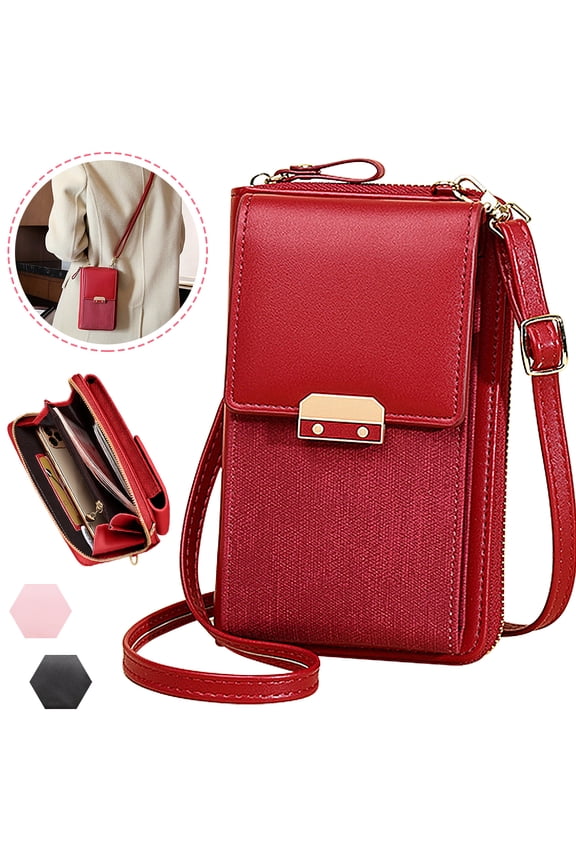 Lightweight Crossbody Phone Bag for Women, Small Shoulder Bag Cell Phone Wallet Purses and Handbags with Credit Card Slots Fits for iPhone 11 Pro Max XR XS X Galaxy Huawei, Red