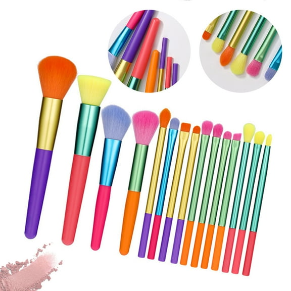 MesaSe Makeup Brushes 15 Pcs Colourful Makeup Brush Set Premium Synthetic Kabuki Foundation Blending Face Powder Blush Concealers Eyeshadow Rainbow Make Up Brush Set (colour)