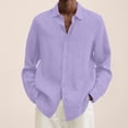 thumbnail image 1 of MesaSe Mens Long Sleeve Linen Shirt Summer Loose Fit Lightweight Button Down Shirt, 1 of 5