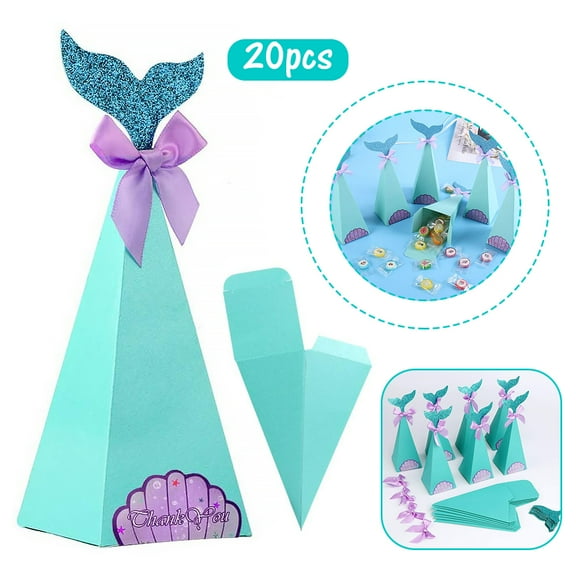 MesaSe Mermaid Gift Bags 20 Pcs Gift Wedding Party Candy Sweet Treat Boxes for Kids Mermaid Birthday Party Supplies Decorations Baby Shower Supplies