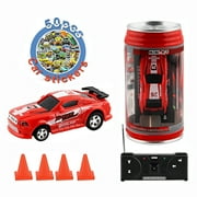 MesaSe Mini Coke Can RC Radio Remote Control Race Racing Car Toy with 50 Car Graffiti Stickers Toys for Kids