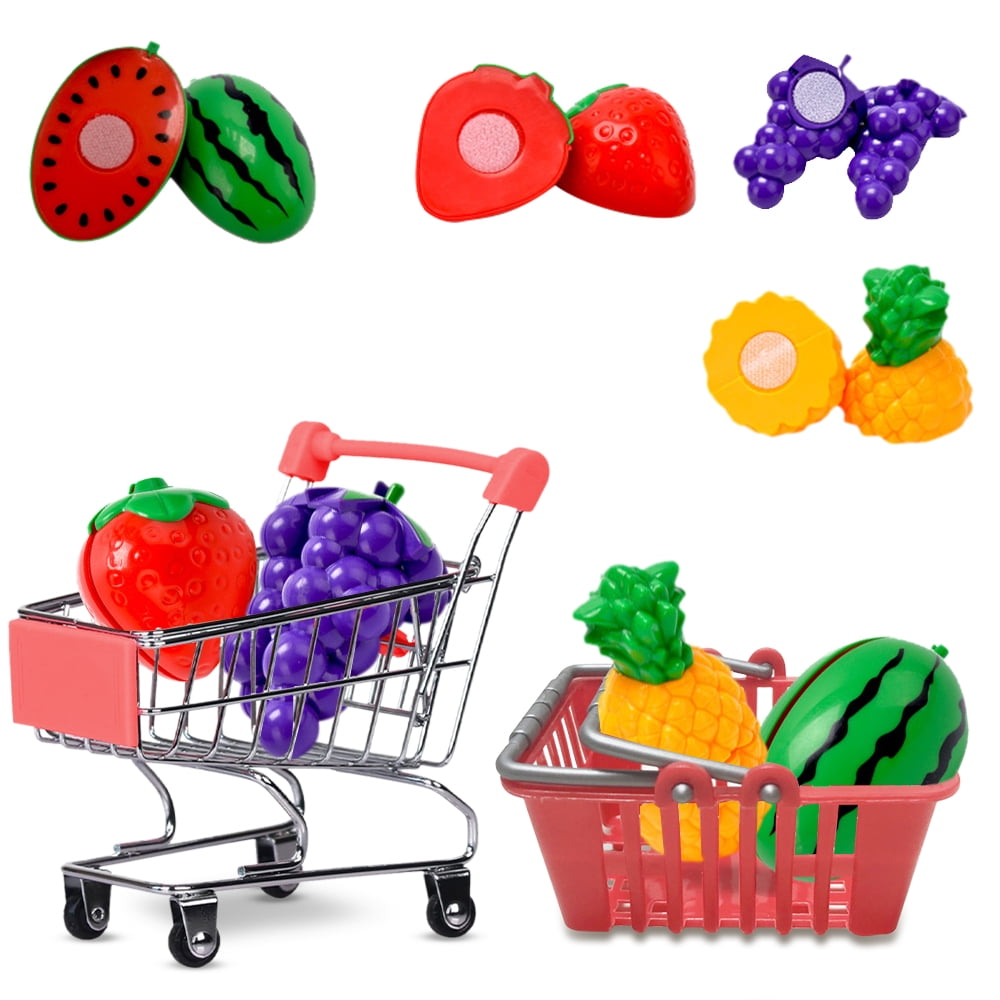 MesaSe Mini Shopping Basket Cart Play Pretend Food & Grocery Shopping