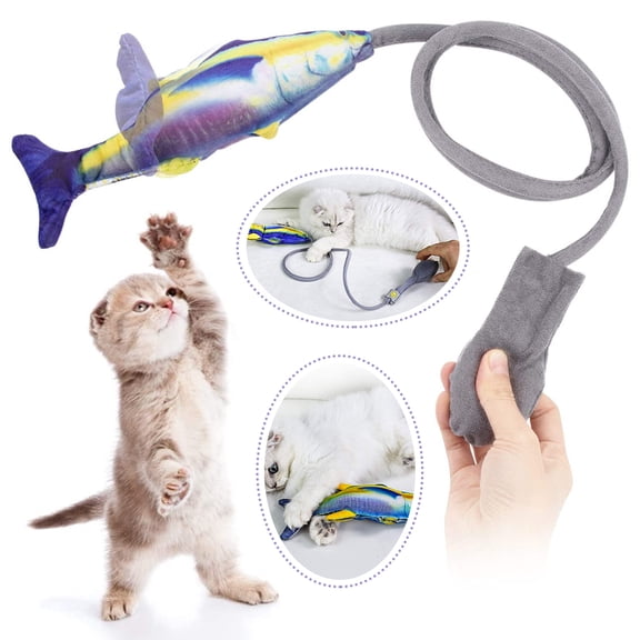 MesaSe Moving Cat Kicker Fish Toy, Wiggle Fish Catnip Toys, Motion Kitten Toy, Plush Interactive Cat Toys, Fun Toy for Cats