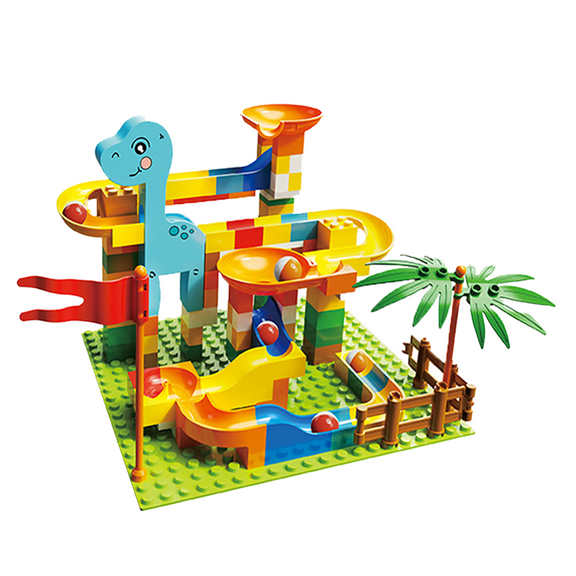 MesaSe New 130 Small Particles Animal Theme, Slide Block Paradise Puzzle Track Rollerball, Children's Early Learning Toys