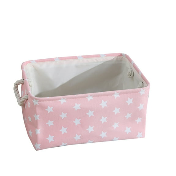MesaSe Organize Clothes, Toys, and Laundry with a Star-Patterned Canvas Fabric Cube Folding Storage Basket With Handle (Medium - 36X27X17 CM)