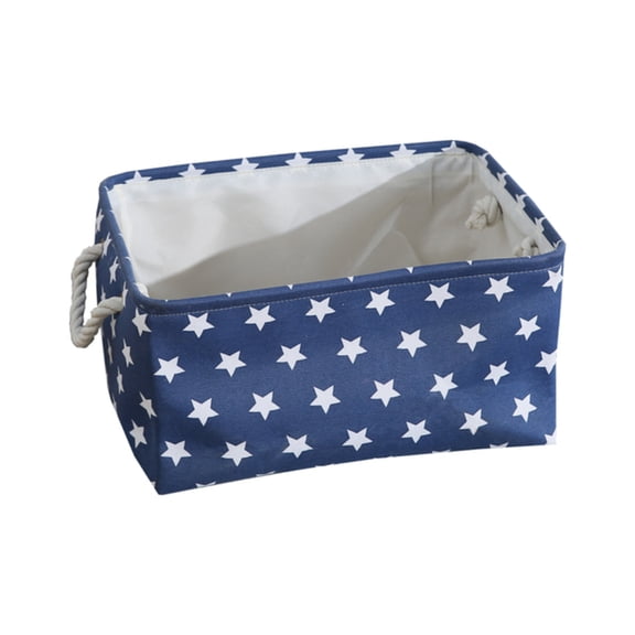MesaSe Organize Clothes, Toys, and Laundry with a Star-Patterned Canvas Fabric Cube Folding Storage Basket With Handle (Medium - 36X27X17 CM)