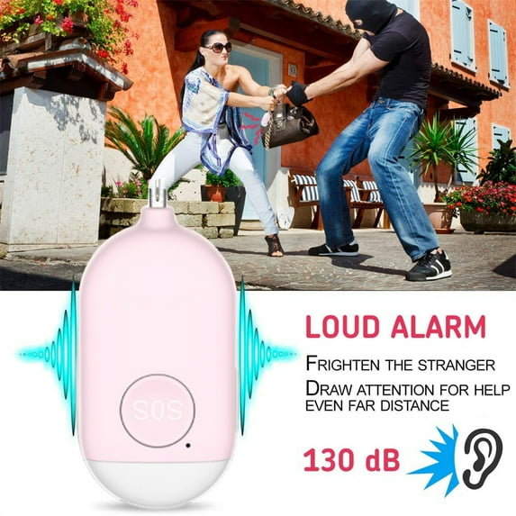 MesaSe Personal Protection Safety Device with LED Light –130dB SOS Keychain Alarm for Women, Men, Elderly and Kids – Personal Keychain Alarm Siren – USB Rechargeable – Small and Compact Design (Pink)