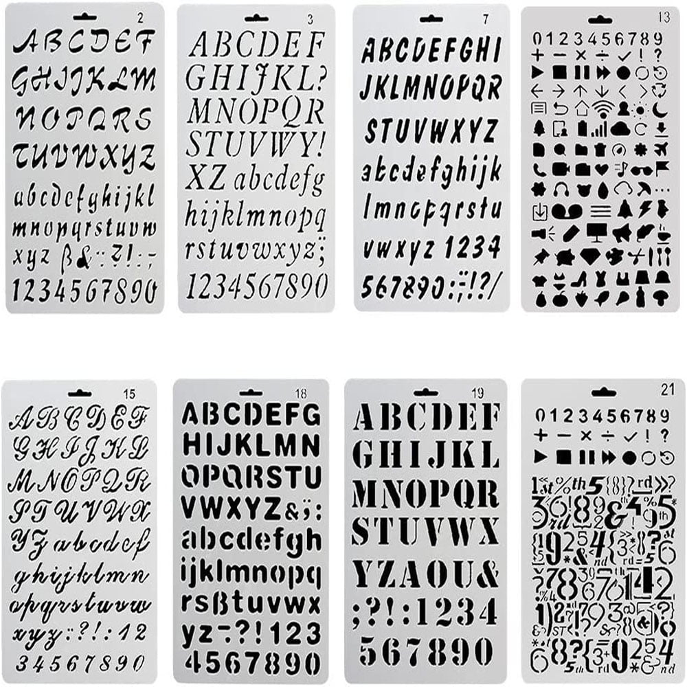 MesaSe Plastic Bullet Journal Stencil Template Set of 8 with Letters ...