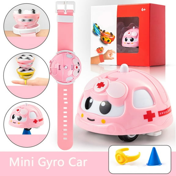 MesaSe Pull Back Car, Turbo Tops Mini Gyro car, Mini Race Car Toy Kit Set, Construction Vehicle Play Set, Educational Preschool for Kids, Pink