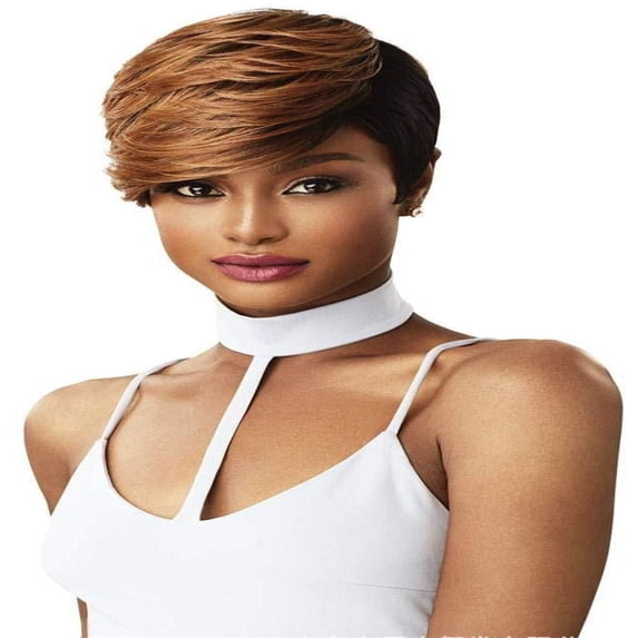 MesaSe Short Synthetic Wig Short Brown Black Two-color Wig Short Elven Haircut Wig Suitable For Women