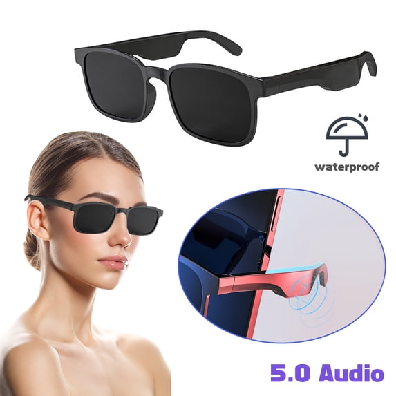 MesaSe Smart Glasses Wireless Bluetooth Sunglasses Open Ear Music And Hands-Free Calling Polarized Lenses IP4 Waterproof Connect Mobile Phones and Tablets (White)