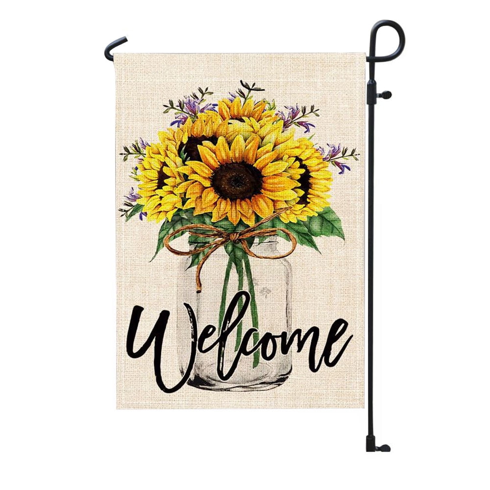 MesaSe Sunflower Welcome Garden Flags 1218 Inch Vertical Double Sided Outside Decor for Yard Farmhouse, Fall Winter Halloween Christmas Outdoor Flags