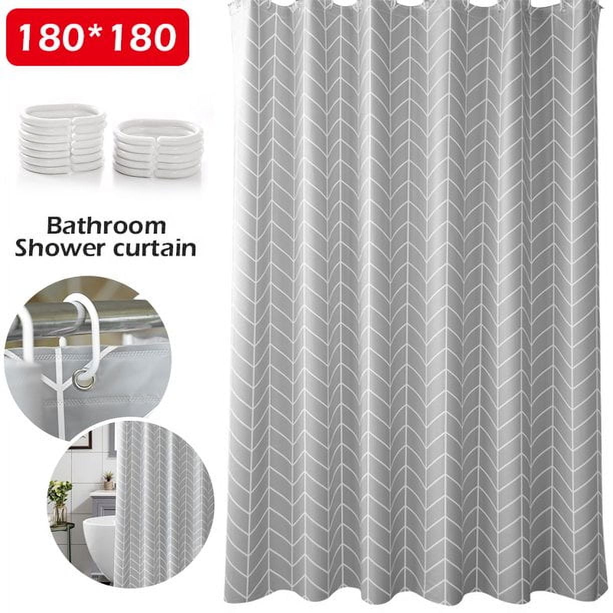 MesaSe Waterproof Fabric Shower Curtain with Hooks, Gray Polyester