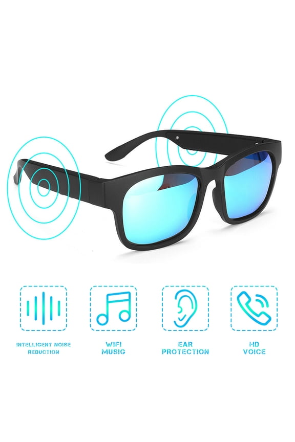 Unisex Bluetooth Smart Glasses with Polarized Lenses, Blue