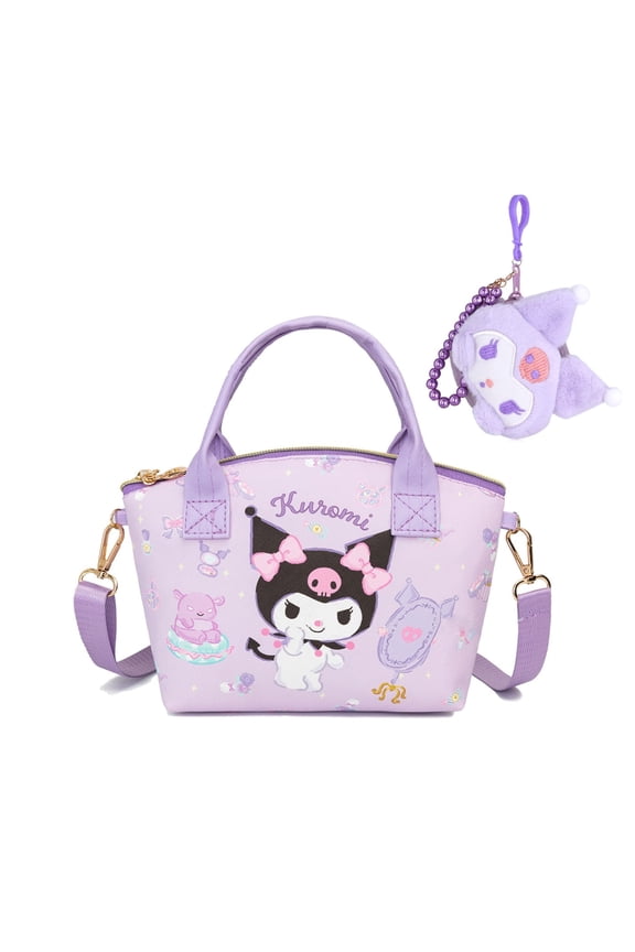 Mescore Cute Evil Rabbit Messenger Bag Mini Small Tote Bag Synthetic leather Crossbody Bag Handbag Lolita Satchel Shoulder Purse for Women Girls Purple