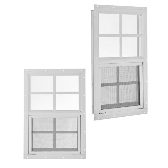 Mescukay 1 Pack 14x21 Inch Aluminum Shed Windows, Flush Mount Sliding Window with Tempered Glass and Screen for Ventilation in Shed, Chicken Coop, Playhouse, Garage
