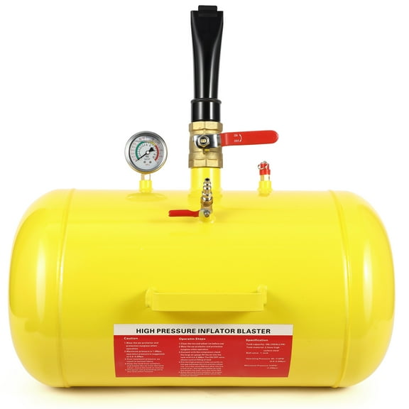 Mescukay 10 Gallon Air Tire Bead Seater, Tire Bead Blaster Seating Inflator Tank with Pressure Gauge & Sturdy Handle, 145 PSI Heavy Duty Wheel Blaster Tool for Car Truck ATV, Yellow
