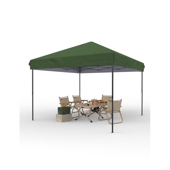 Mescukay 10 x 10 FT Pop Up Canopy with One Button Push Setup, Heavy Duty Canopy Tent with Portable Roller Bag, 3 Adjustable Height, 4 Weight Bags, 8 Stakes & 4 Guy Ropes Included
